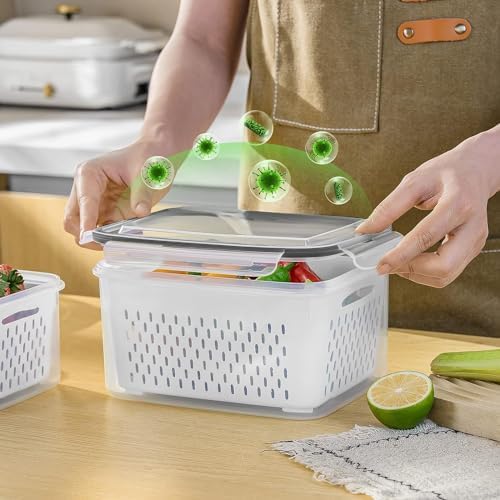Fruit Storage Containers for Fridge with Removable Colander 6 pcs
