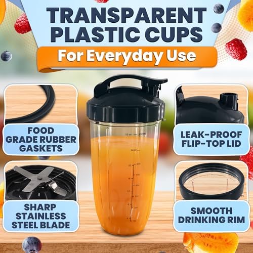 2 Pcs Blender Cup Replacement 32 oz, Extractor Blade, 7 Pieces Set - Image 6