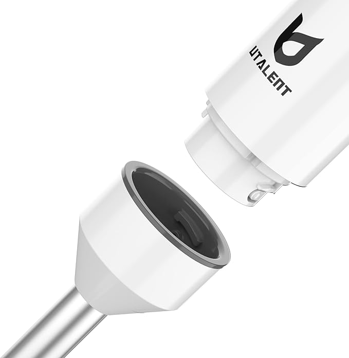 Cordless Hand Blender, UTALENT Variable Speed Immersion Blender handheld Rechargeable, with USB-C Charging Cable, Egg Whisk, for Smoothies, Milkshakes, Hummus and Soups β White
