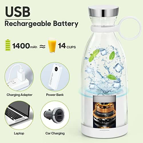 11.8 Oz Portable Blender, Fresh Juice Blender for Shakes & Smoothies-White - Image 6