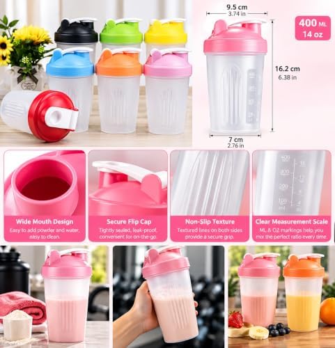 for Protein Powder Mix-BPA free,Leak Proof,Stainless Steel Whisk Ball,Wide Mouth (Pink/Rose Pink, 16OZ-400ML) - Image 6