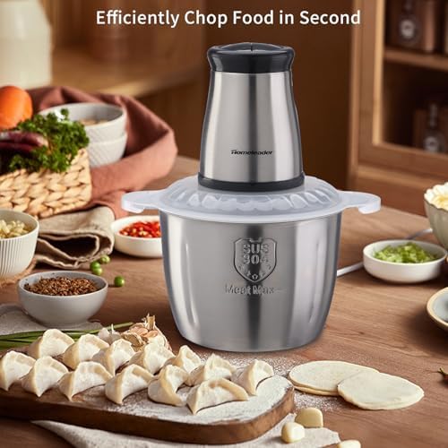 Electric Food Chopper, Food Processor, 2 Bowls and 4 Sharp Blades, 300W