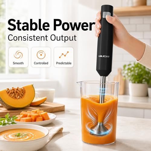 Cordless Immersion Hand Blender (Stick Blender) – Smooth, Controlled Blending for Everyday Cooking, 12V Brushless Motor, Pressure-Sensitive Variable Speed, USB-C Rechargeable, Easy-Clean (Black) - Image 6