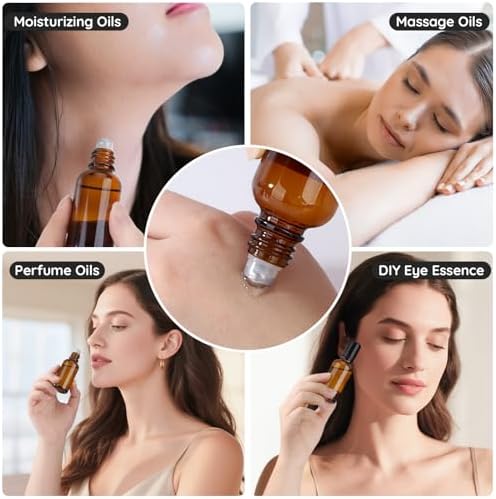Segbeauty 1oz Glass Roll On Bottles for Oil, 5pcs Empty Roller Ball Applicator for Essential Oils, 30ml Amber Perfume Travel Refillable Bottle, Anointing Oil Bottles Travel Containers Liquids Oils - Image 6