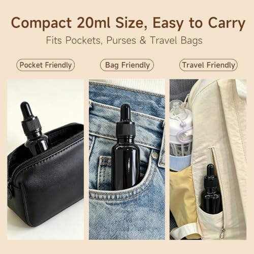 6 PCS Glass Dropper Bottles, 20ml / 0.68 fl oz, Black - Image 6