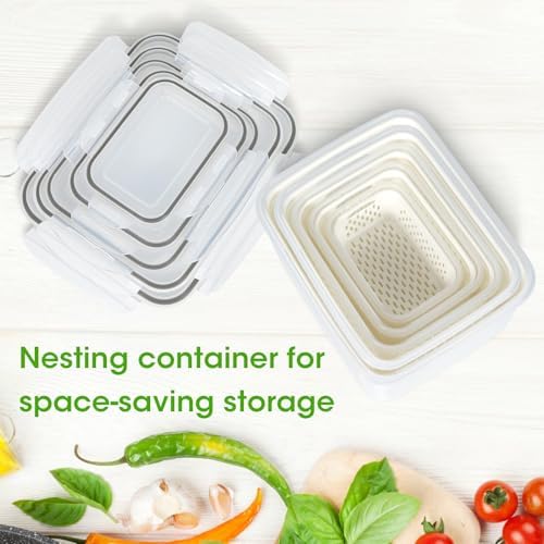 6 Pack Fruit Storage Containers for Fridge Produce Saver Veggie Container