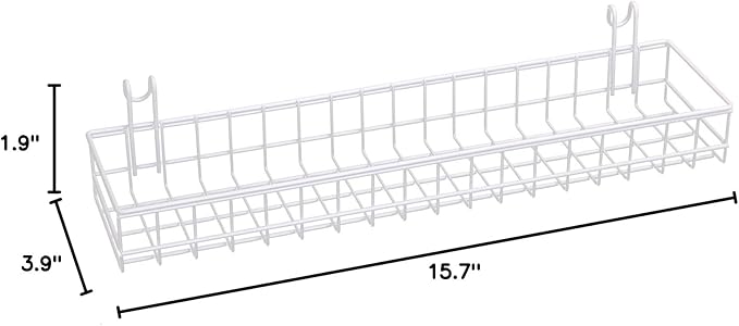 Kaforise Multipurpose Mesh Wall Metal Wire Basket, Grid Panel Hanging Tray, Wall Mount Organizer, Wire Storage Shelf Rack for Home Supplies, Wall Decor, Small Size, White Coated