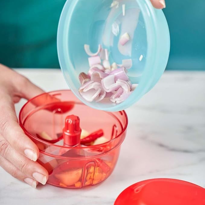 Tupperware Power Chopper Mini - Manual Food Processor - 300ml Capacity - No Electricity Needed - Ideal for Chopping Herbs, Nuts, Garlic, Vegetables - Food Preparation Accessory & Kitchen Gadget