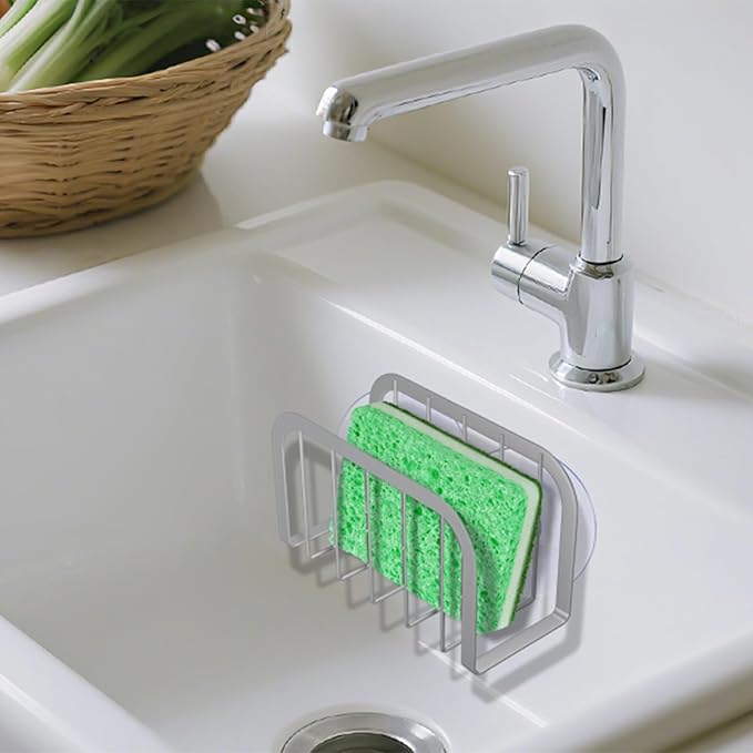 SHFKS Sponge Holder for Kitchen Sink,Sink Organizer,Kitchen Sponge Holder (Silver)