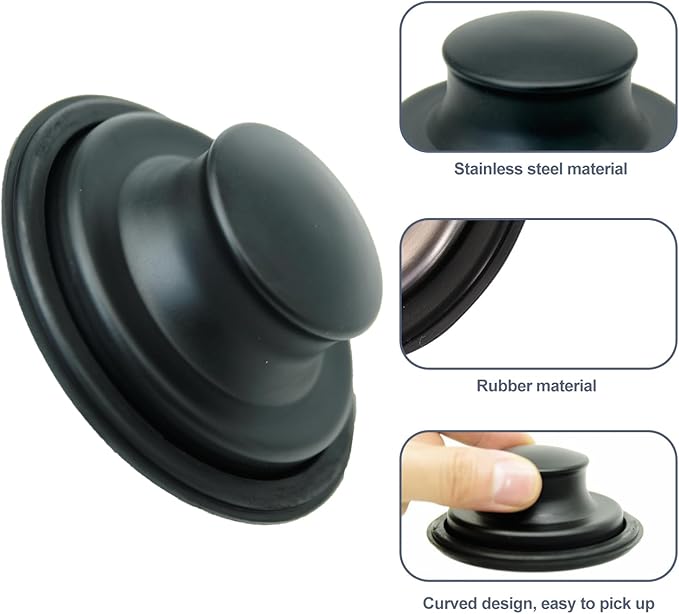 RQYEKDO Kitchen Sink Strainers Sink Stopper Kits, Stainless Steel Sink Drain Strainer Set, Large Wide Rim 4.5" Diameter Food Catcher Garbage Disposal Plug for Most Sink Drains Basket Filter(Black)