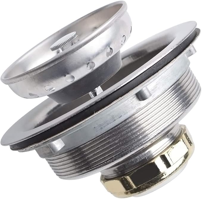 Hydro Master Kitchen Sink Basket Strainer Standard Drains(3-1/2 Inch), Stainless Steel with Rubber Stopper for Kitchen Sinks