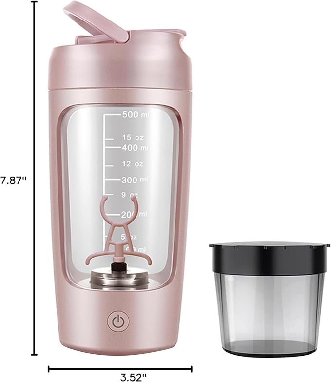 Electric Protein Shaker Bottle with Storage Box, Pink