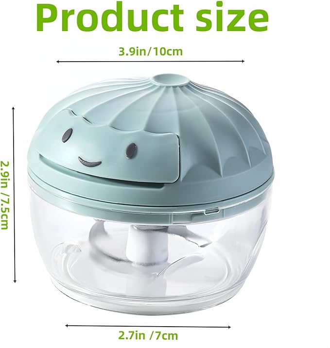 Manual Food Processor Vegetable Chopper, Mini Hand Pull String Garlic Chopper Onion Cutter for Veggies, Ginger, Fruits, Nuts, Avocado, garlic etc., Food Safe Material, 160ml (blue)