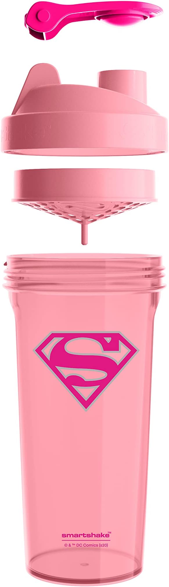 Smartshake Lite Justice League Protein Shaker Bottle 800ml – DC Comics Water Bottle, Leakproof BPA Free Gym Shaker And Protein Powder - Supergirl