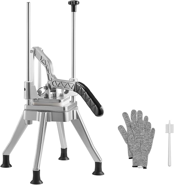 VEVOR French Fry Cutter, 1/4" Blade Commercial Potato Chopper, Lever-Action Vegetable Dicer with Ergonomic Handle, Stainless Steel Potato Slicer for Thin Cut Fries, Onion, Carrots, Bell Pepper