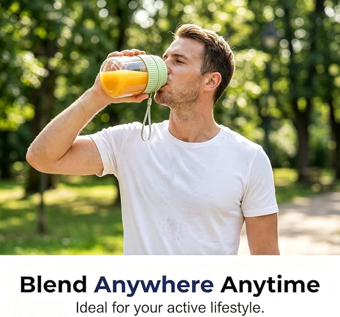Wireless Juicer Cup, 2026 New 1300ml/44oz Portable Personal Blender, Portable Blender Dual Lid Compact Travel Drinking Cup with Leakproof Handle for Office Outdoor (Green)