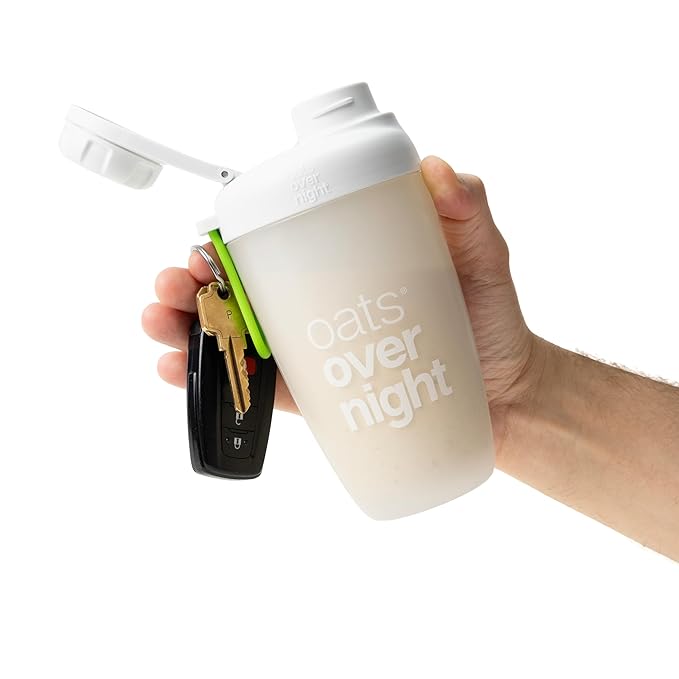 Oats Overnight Shaker Bottle – Leakproof Shaker Cup with Secure Screw Cap & Fill Line, Dishwasher Safe – Mixing Cup, Protein Shakes, Oatmeal, Breakfast On-the-Go & Travel