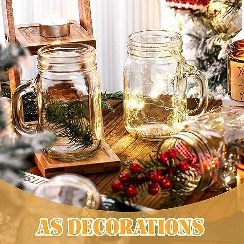 6 Pcs 12 oz Mason Jar Glasses with Handle No Lids Cups for Beverages