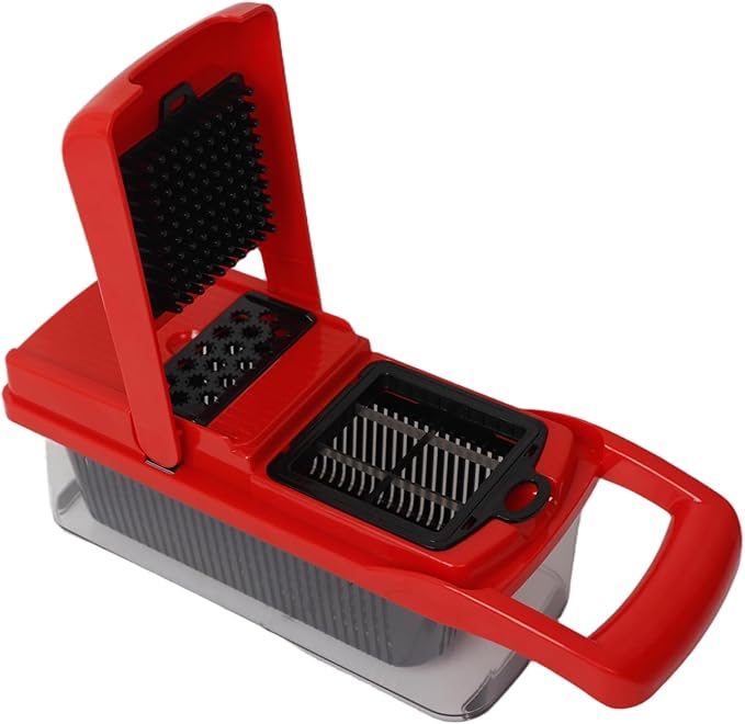 26-in-1 Vegetable Chopper and Slicer Set, Red, Multifunctional Food Chopper with Container, 13 Interchangeable Blades, Safety Glove, Kitchen Mandoline Slicer (RED)