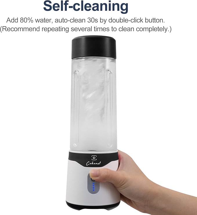 COKUNST Portable Blender, USB Rechargeable Personal Size Blenders, Smoothie Blender with 6 Blades for Protein & Shakes, Mini juicer with Extra Handle Lid for Travel Sports Outgoing, 18oz, Matte Back