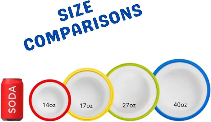 ECOBERI Collapsible Food Storage Containers, Silicone Round 4 Piece Set, 14/17/27/40 oz, BPA-Free, Space-Saving, Airtight Lids, Microwave Safe Without Lid, Freezer and Dishwasher Safe