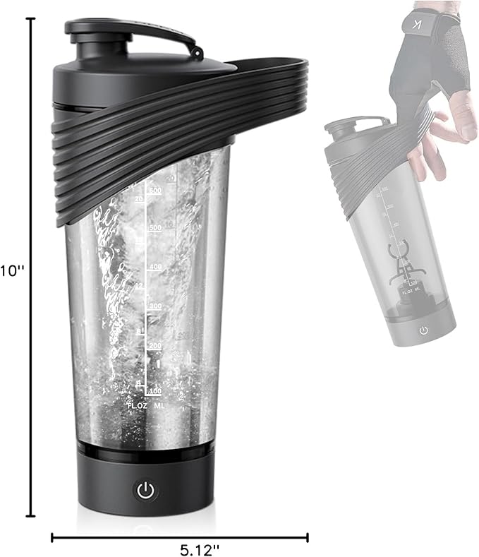 Electric Shaker Bottle, 28 oz Rechargeable Shaker Cup for Protein Mixes and Pre Workout, Portable Gym Protein Blender for Meal Replacement Shakes | Leak-Proof w/Handle | BPA Free (Black)