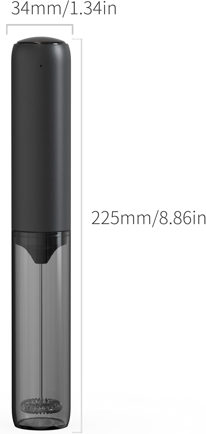 Rechargeable Milk Frother Handheld with Cover Electric Handheld Foam Maker Portable Drink Mixers for Matcha,Lattes and Cappuccino, Black