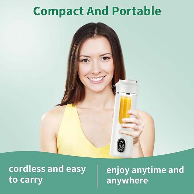530ML Portable Blender,Mini Portable Electric USB Juicer,Small Personal Blender for Smoothies and Shakes,With Automatic Cleaning Function,Multi-Purpose and Easy To Use(white)