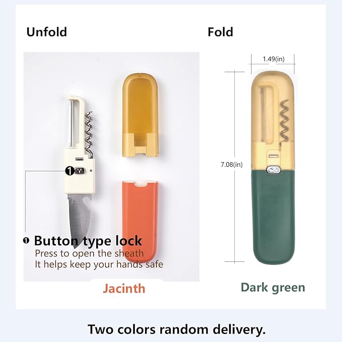 Portable Peeler, 4-in-1 Function Paring Knife, Beer & Wine Opener, Folding Storage Knife for Travel, Picnic & Vegetables (Two Colors Random Delivery)
