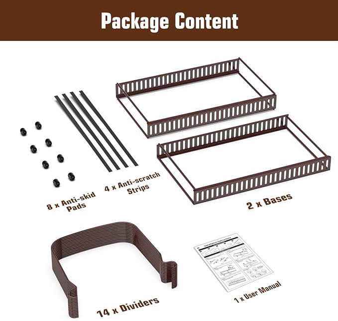 Housolution Cutting Board Organizer Rack, Expandable Baking Tray and Cookie Sheet Organizer with 14 Adjustable Dividers, Bakeware Muffin Tin Cupcake Pan Storage Organizer for Cabinet, Bronze