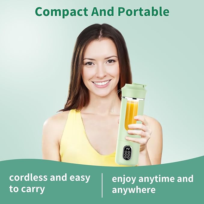 530ML Portable Blender,Mini Portable Electric USB Juicer,Small Personal Blender for Smoothies and Shakes,With Automatic Cleaning Function,Multi-Purpose and Easy To Use(green)