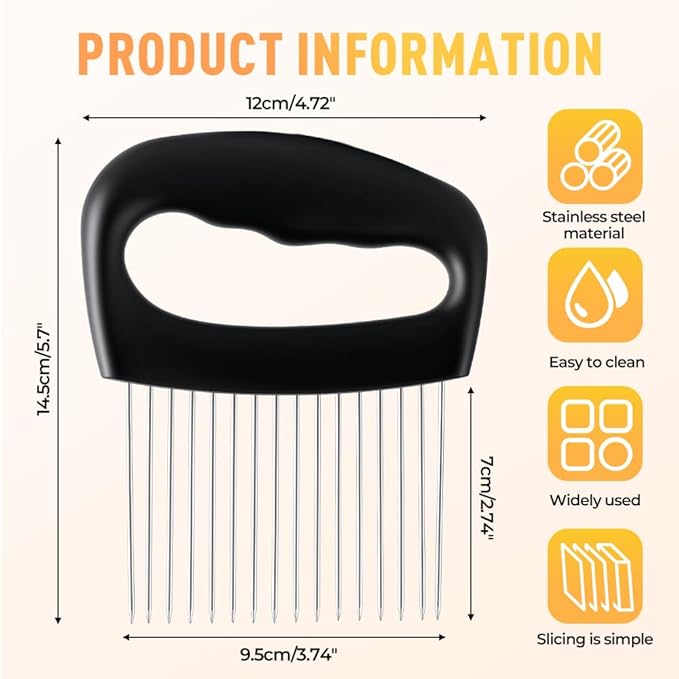 Onion Holder for Slicing, Stainless Steel Onion Slicer Holder, 2025 New Upgraded Tamato Slicer Vegetable Cutter Kitchen Gadeget Chopper Assistant Tool for Potato Lemon Fruit and Meat (1pc)