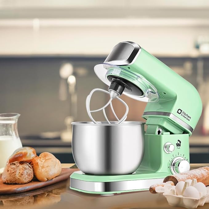 Kitchen in the box Stand Mixer,3.2Qt Small Electric Food Mixer,6 Speeds Portable Lightweight Kitchen Mixer for Daily Use with Egg Whisk,Dough Hook,Flat Beater