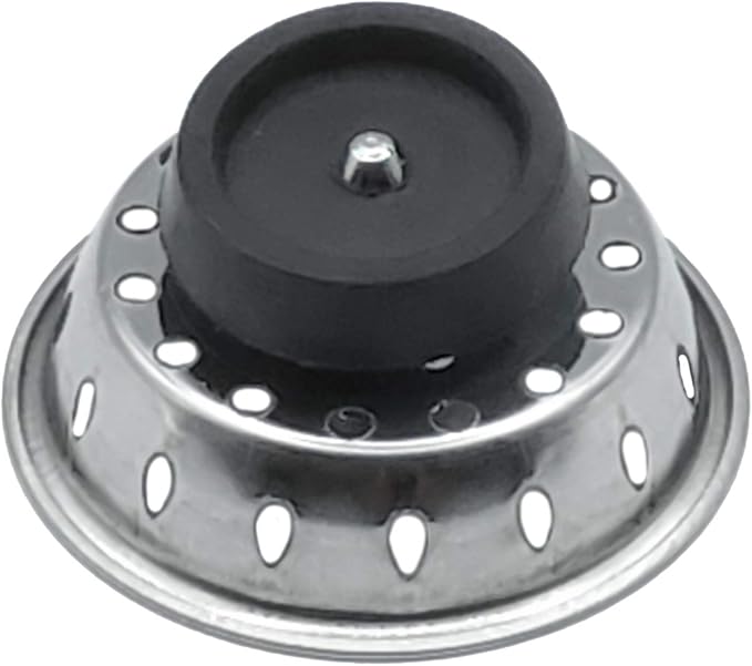 Kitchen Sink Stainless Steel Basket Strainer Replacement with Flat Bottom Rubber Stopper, 3-1/2 Inch, Indoor and Outdoor Kitchen Sink Strainer, Chrome