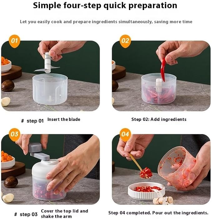 Mini Hand Crank Vegetable Chopper, Handheld Food Chopper, Garlic Chopper, Quick Manual Vegetable Processor for Onion, Garlic, Salad, Salsa, Fruit (green)