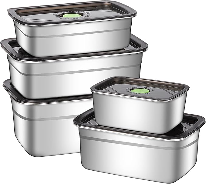 GIUOIDUO 10-Piece Stainless Steel Food Storage Container Set with Airtight Lids - Durable, Eco-Friendly Kitchen Organizers for Freshness & Convenience,Pantry, Dishwasher Safe (Various Sizes)