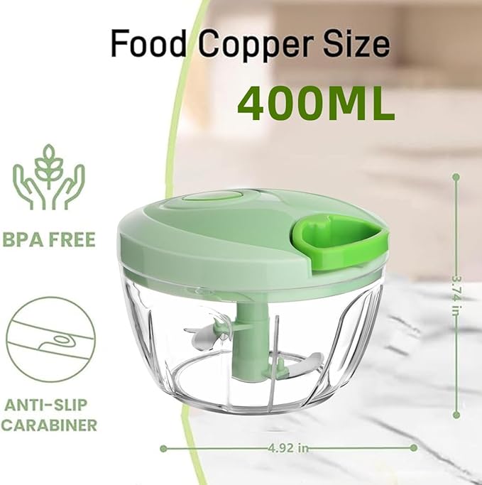 Vegetable Chopper Manual Food Chopper with Container, Hand Pull String Veggie Cutter for Salad Garlic Nut Onion