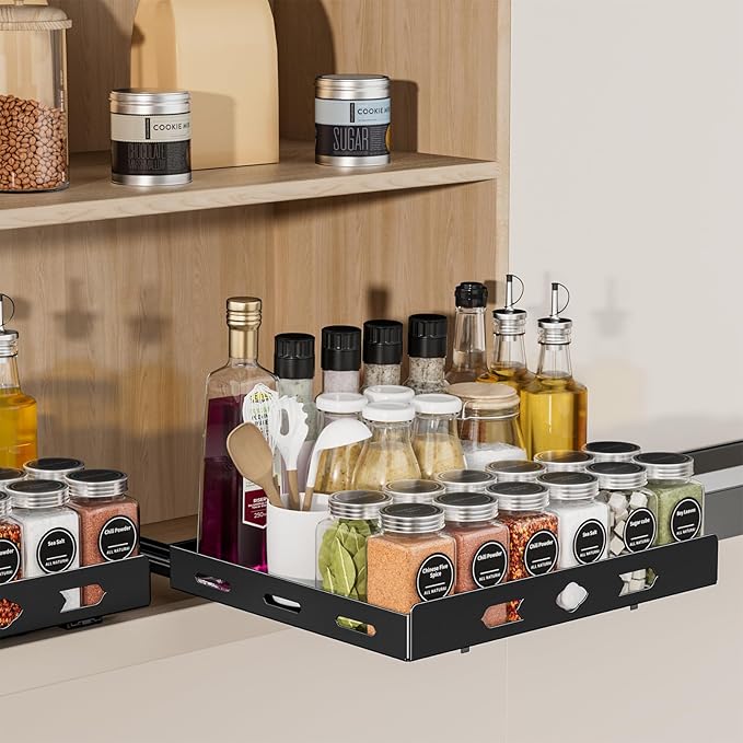 Pull Out Spice Rack Organizer for Cabinet, 1 Tier Heavy Duty Spice Rack