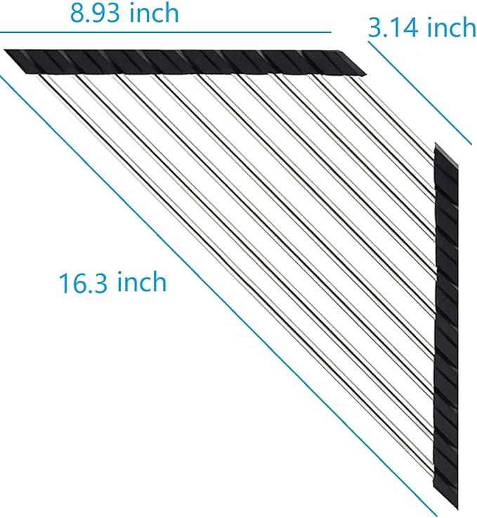 Triangle Dish Drying Rack for Sink Corner Roll Up Dish Drying Rack Folding Stainless Steel Multipurpose Over The Sink Corner Dish Drainer Mat for Kitchen (Black)