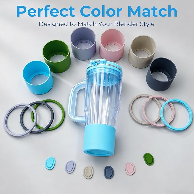 Personal Blender Accessories for Ninja Blendboss DB351BL, Leak-Proof Kit with Silicone Tumbler Boot, Spill Stopper & Sealing Ring, Cup not included (Blue Raspberry)