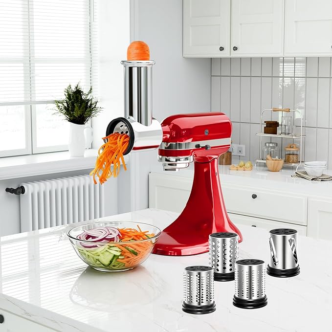 Stainless Steel Slicer Shredder Attachments for Stand Mixers, Vegetable Shredder, Cheese Grater, Salad Maker, Food Slicers Chopper Grinding Powder Accessories