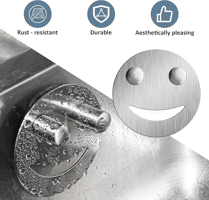 Yoshiky 3 Pack Stainless Steel Smiley Face Dish Sponge Holder, Silver Sink Caddy Organizer Storage with Suction Cup for Kitchen, Kitchen Accessories Decor Scrubber-Silver