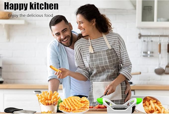 Crinkle Cutter, Stainless Steel Wavy Chopper Slicer Vegetable Salad Garnishing Tools with Cleaning Brush, Fry Cutter for Potatoes (3-piece Set)
