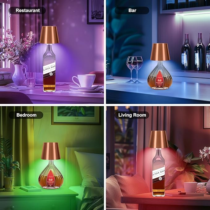 2026 New Wireless Bottle Lamp,RGB LED Bottle Light with Remote(RGB Rose Gold, 1pc)