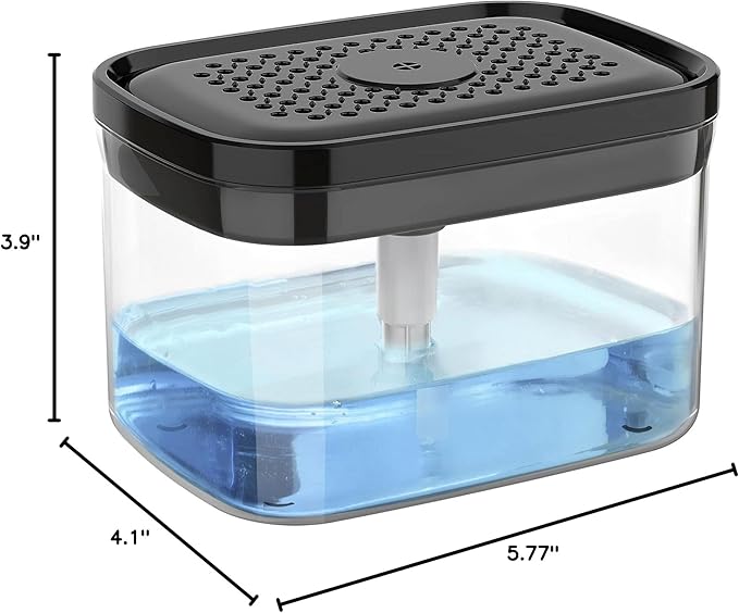 MR.SIGA Dish Soap Dispenser for Kitchen,2 in 1 Premium Sponge Holder, Dishwashing Soap Pump Dispenser for Countertop, Black