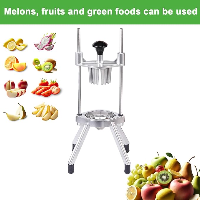 Commercial Lemon Cutter 8-Section with V-Shaped 420 Stainless Steel Blades,Easy Wedger Stainless Steel Blade Fruit Lime Slicer NSF Certified Easy-to-Use for Bar Restaurant (8-Section)