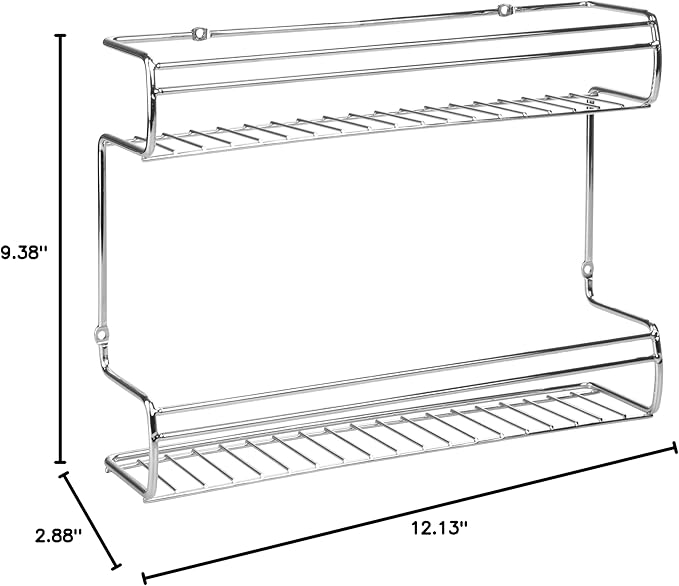 InterDesign Classico 2-Shelf Wall Mount Spice Organizer Rack for Kitchen Storage - Chrome