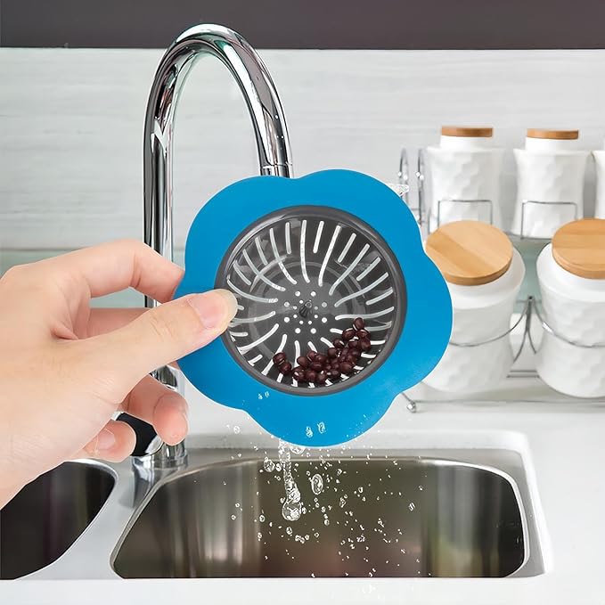Kitchen Sink Strainer, 4PCS Silicone Sink Strainers, Large Wide Rim 4.5" Diameter Sink Drain Strainer for Kitchen Sink - Multicolor