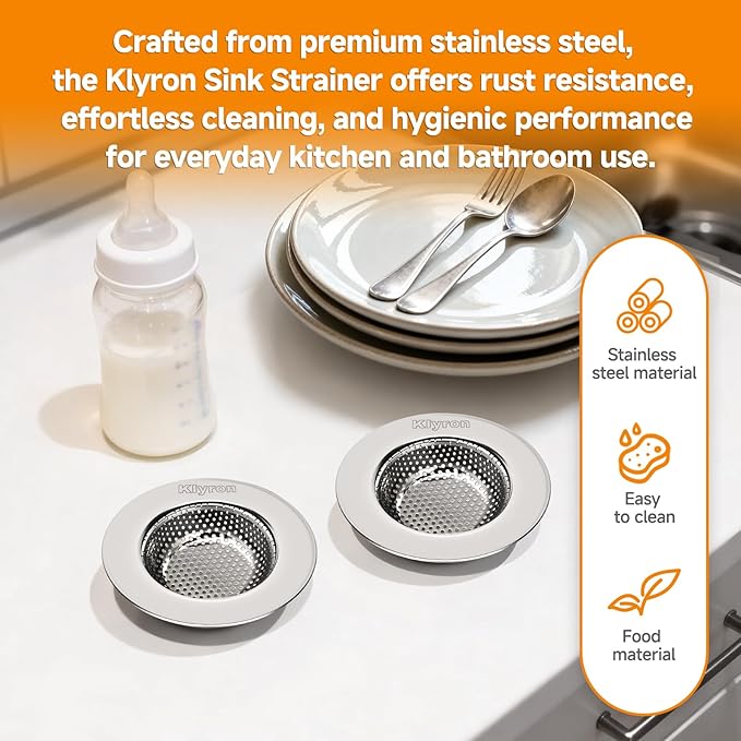 3-Pack Stainless Steel Kitchen Sink Strainer – 2026 Deep Basket Drain Filter, Rust-Proof Food Catcher, Smooth Edge, Fits 3.5" for Kitchen, Utility Sinks, Basins. Anti-Clog, Dishwasher Safe (4.5" OD)