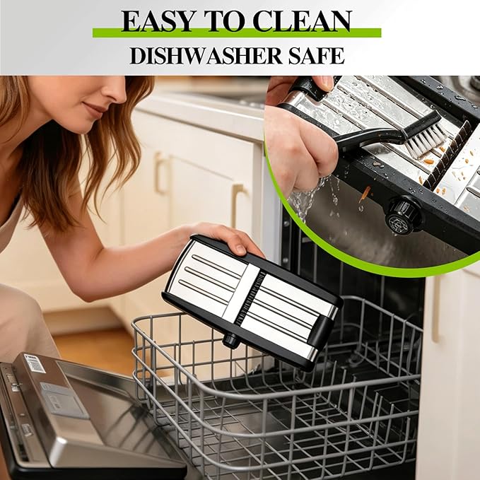 MASTERTOP Mandoline Slicer, 5 in 1 Mandoline Food Slicer for Kitchen,Stainless Steel Mini Vegetable Slicer with Safety Glove & Cleaning Brush,Adjustable Vegetable Chopper for Potatoes